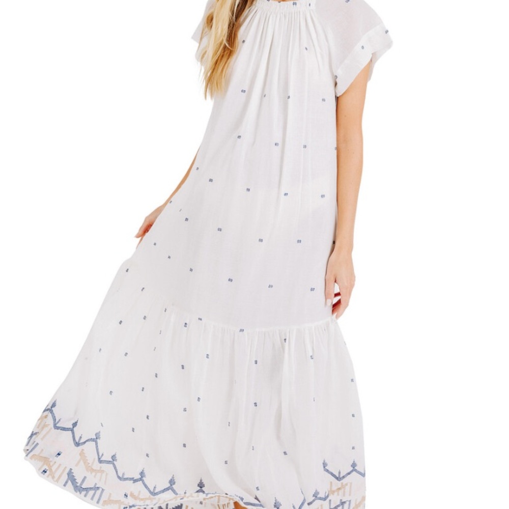 White Maxi Dress with Embroidered Details
